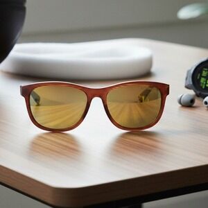 Tifosi Swank Sunglasses, Brown Woodgrain Gold Mirror Lens, Men's Sport Lifestyle